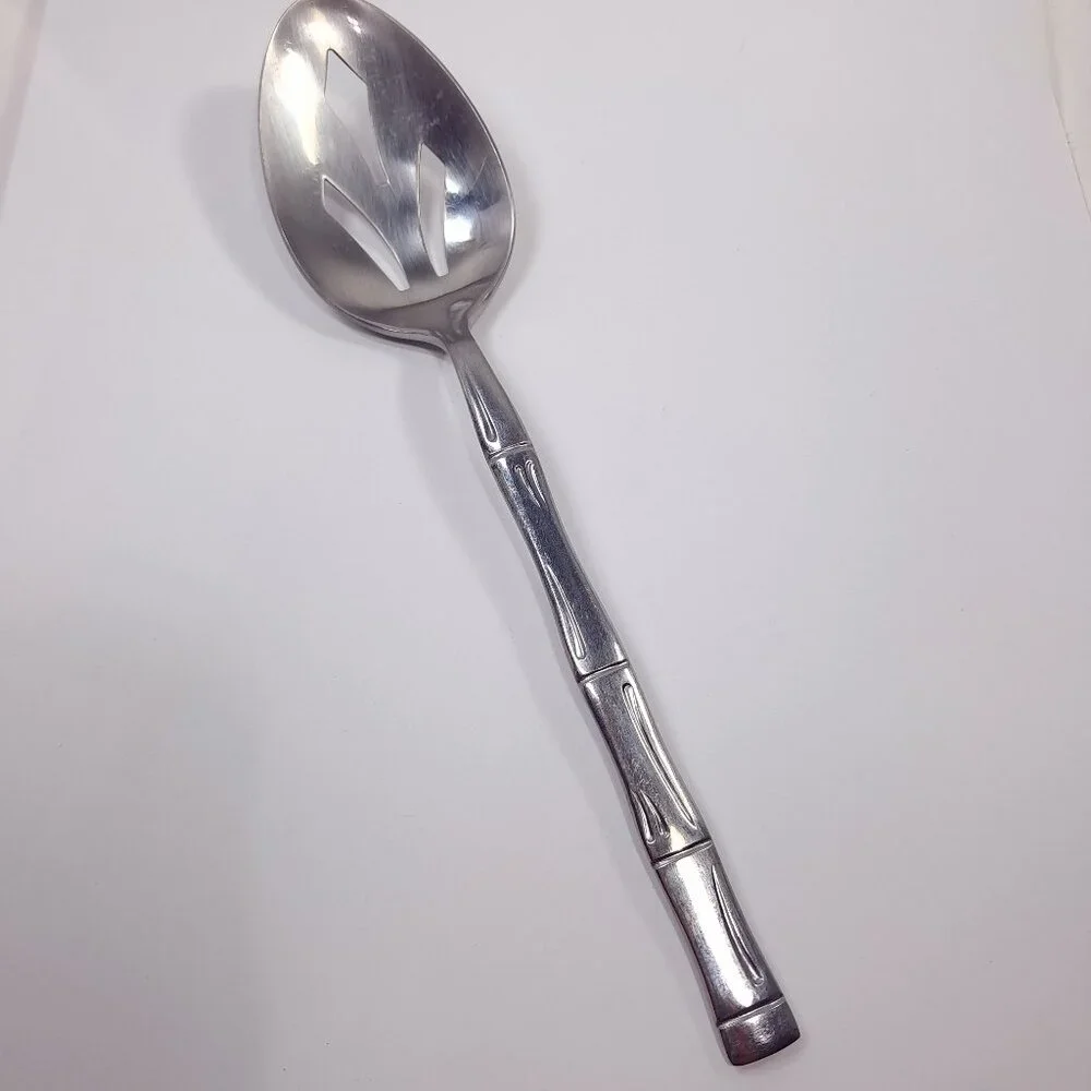 Vintage Reed & Barton Regal Bamboo pierced slotted serving spoon Korea Rebacraft